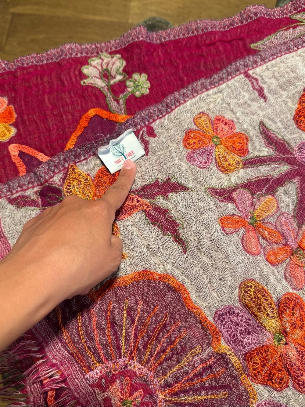 Boho Wool Floral Multi-Use Scarf